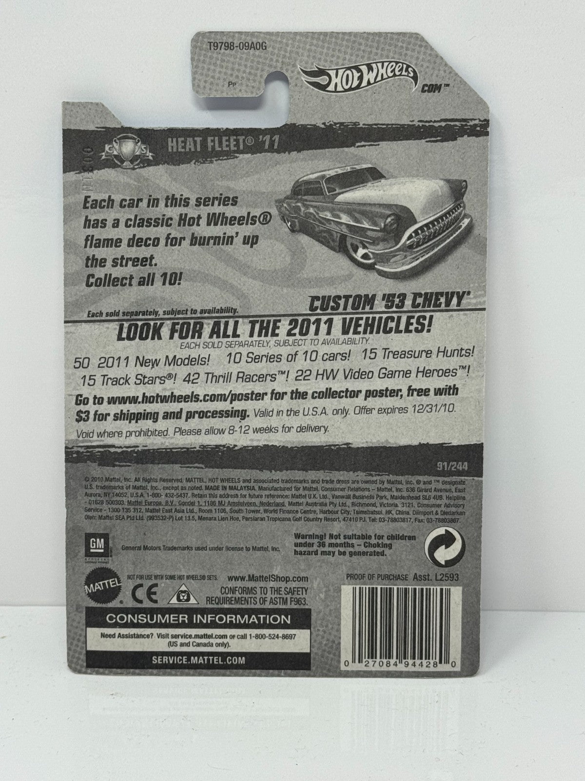 Hot Wheels Heat Fleet ’11 1953 Custom Chevy 1:64 Diecast Factory Sealed