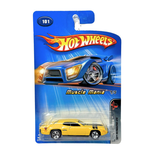 Hot Wheels Muscle Mania 1971 Plymouth GTX 1:64 Diecast Black Bottom