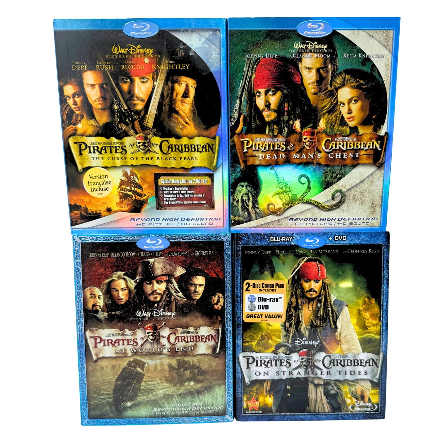Pirates of the Caribbean 1-4 Blu-ray Movie Collection Johnny Depp Disney