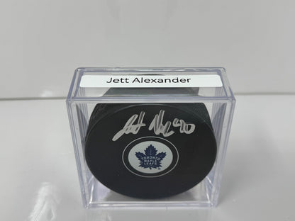 Jett Alexander Toronto Maple Leafs Signed NHL Autograph Puck Silver Auto