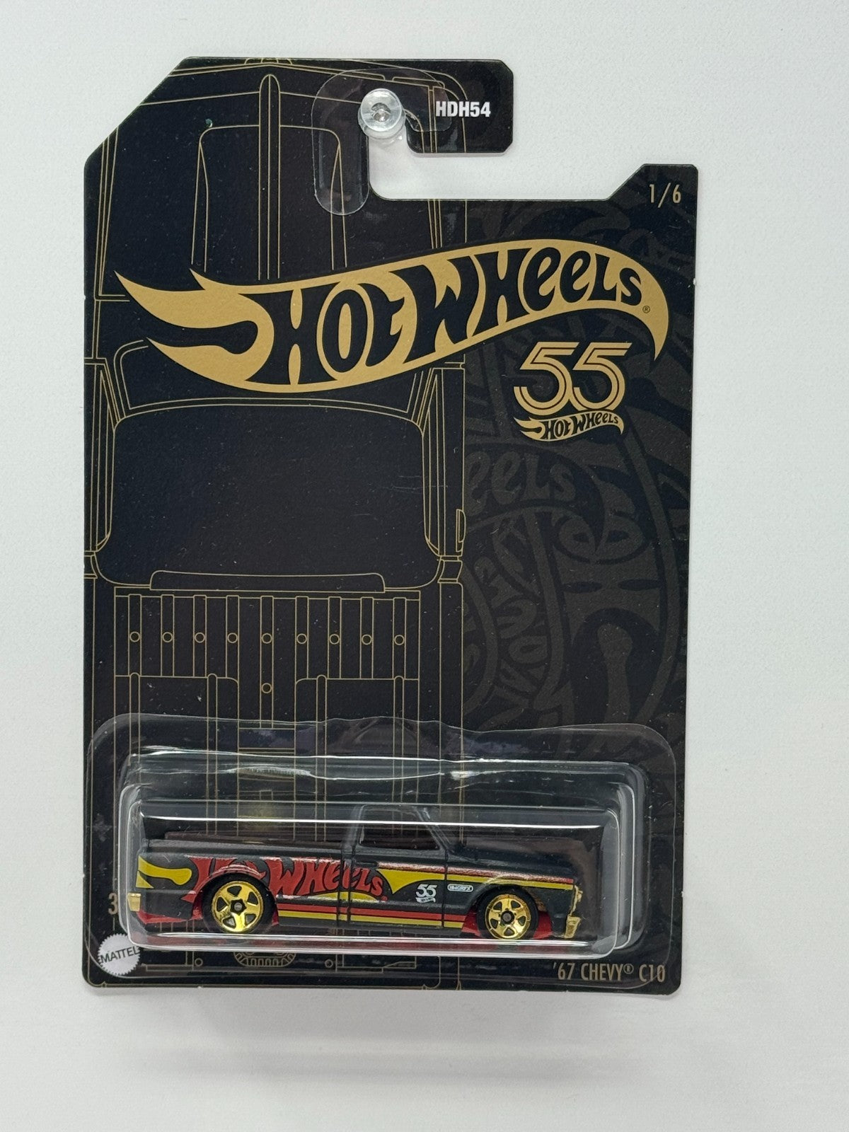 Hot Wheels 55th Anniversary Black & Gold 1967 Chevy C10 1:64 Diecast