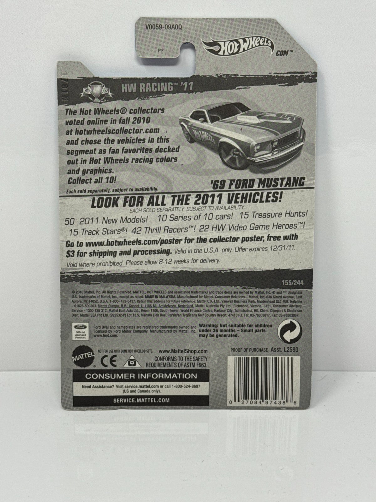 Hot Wheels HW Racing 1965 Ford Mustang 1:64 Diecast Factory Sealed