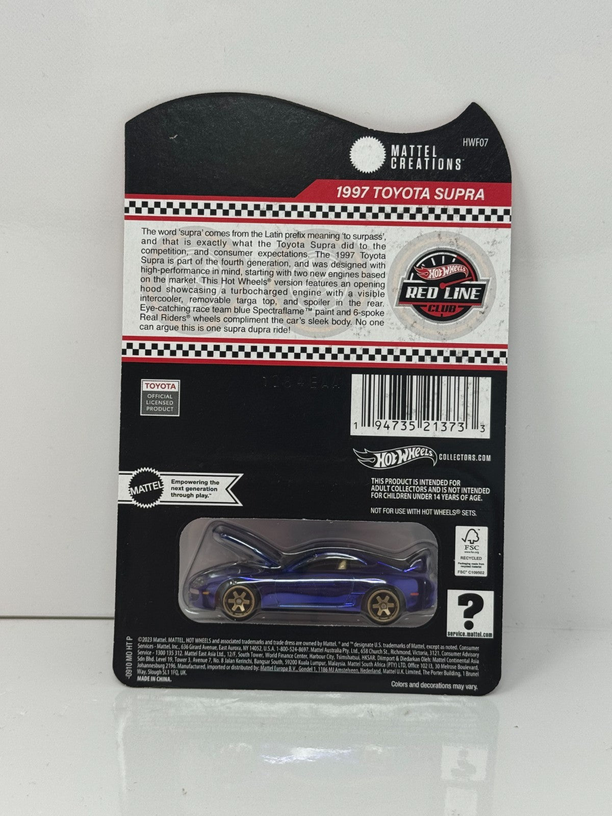 Hot Wheels RLC Red Line Club 1997 Toyota Supra 1:64 Diecast
