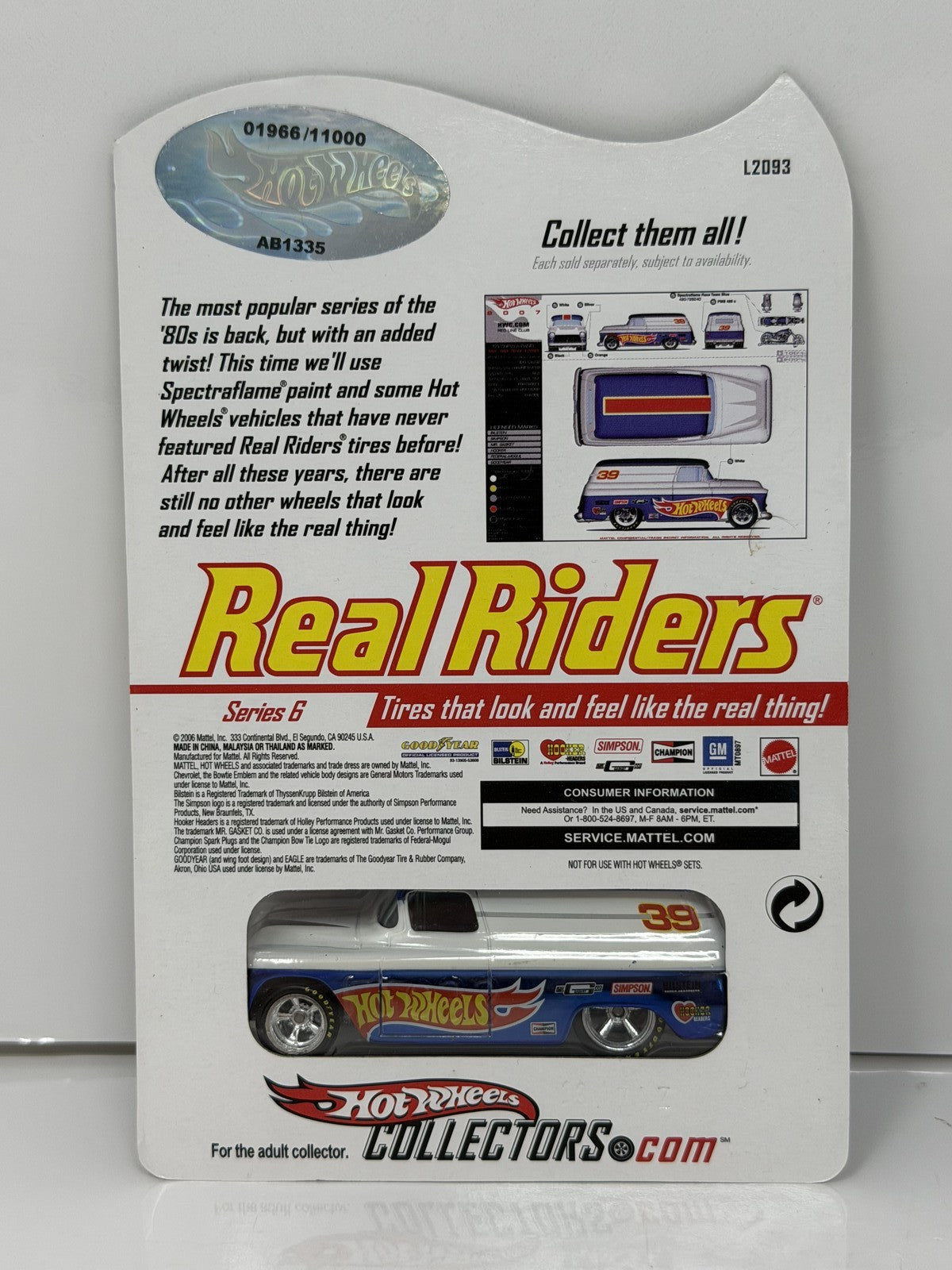 Hot Wheels Real Riders Series 6 1955 Chevy Panel 1:64 Diecast