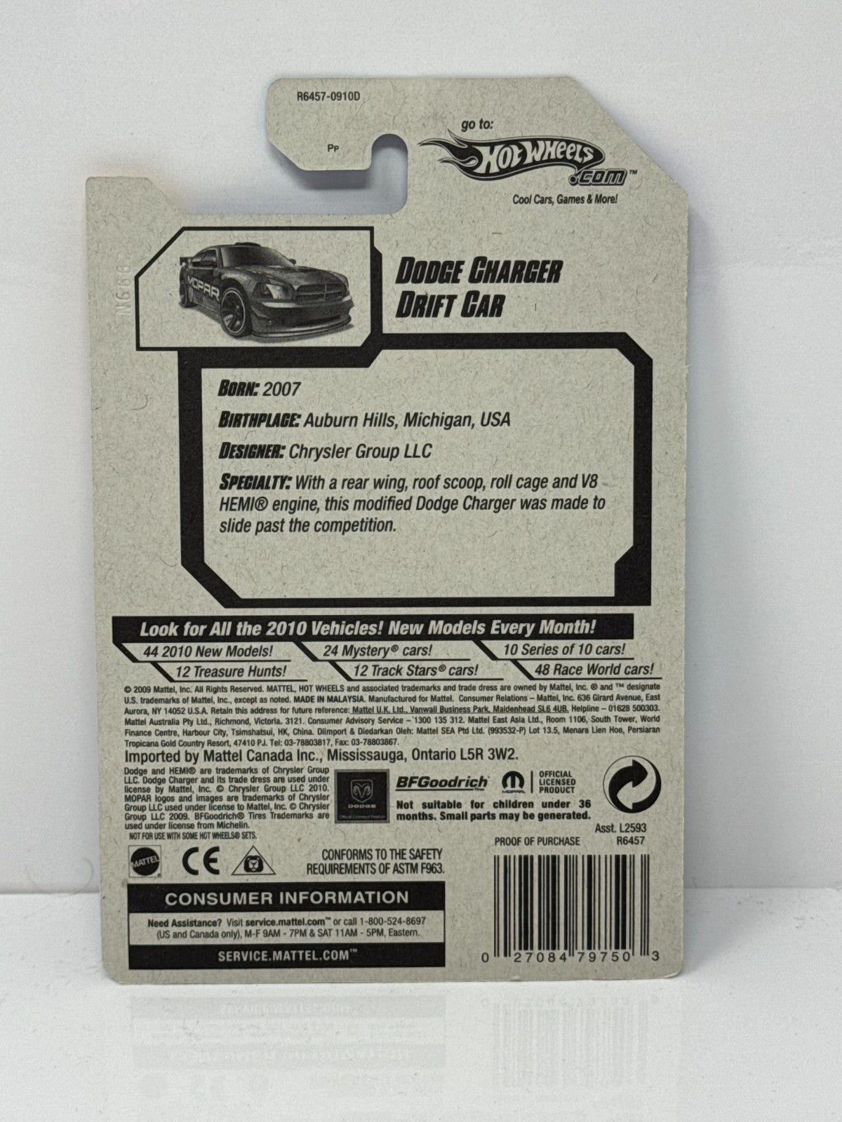 Hot Wheels 2010 New Models Dodge Charger Drift Car 1:64 Diecast Factory Sealed