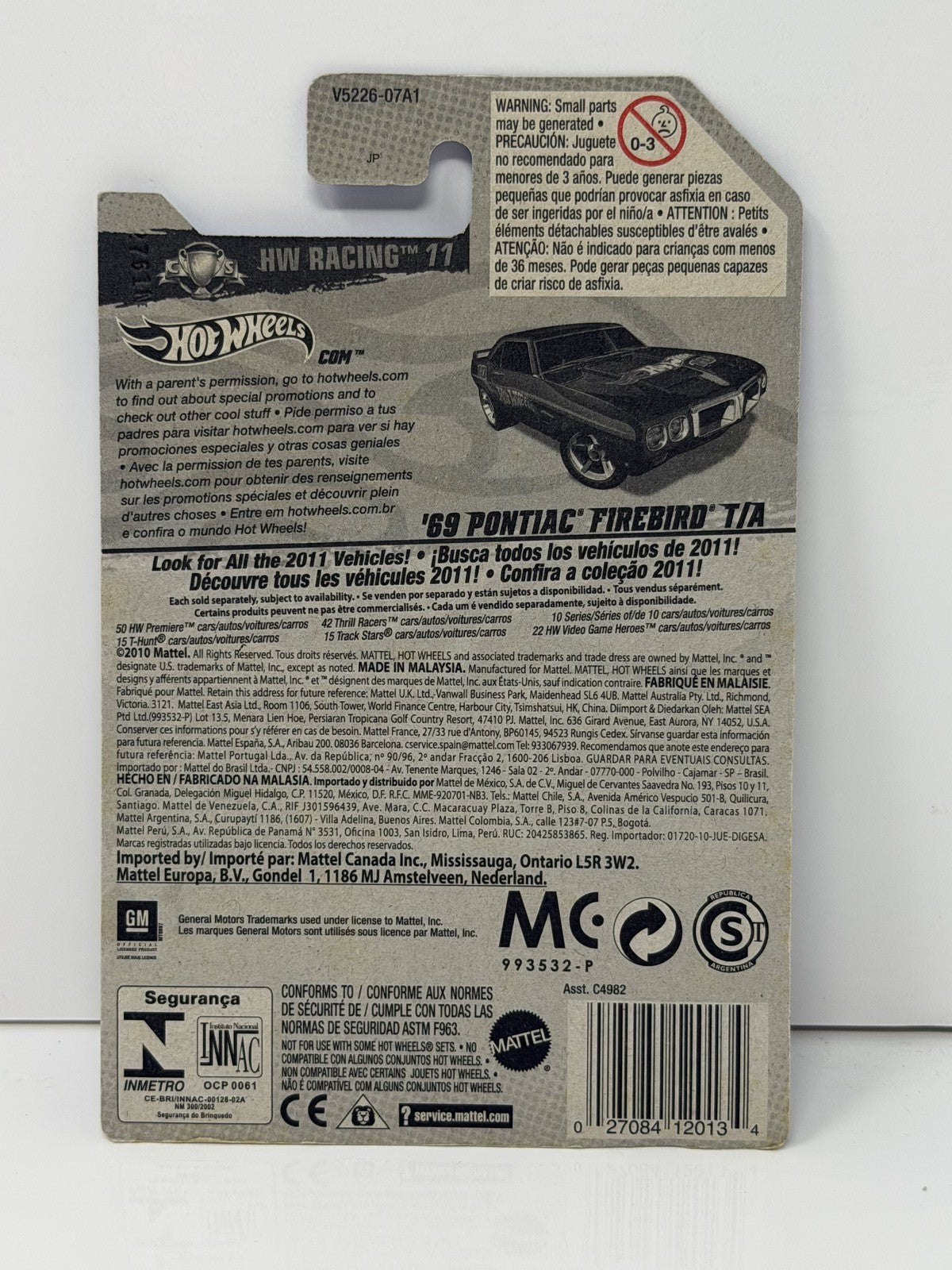 Hot Wheels HW Racing 1969 Pontiac Firebird T/A 1:64 Diecast Black
