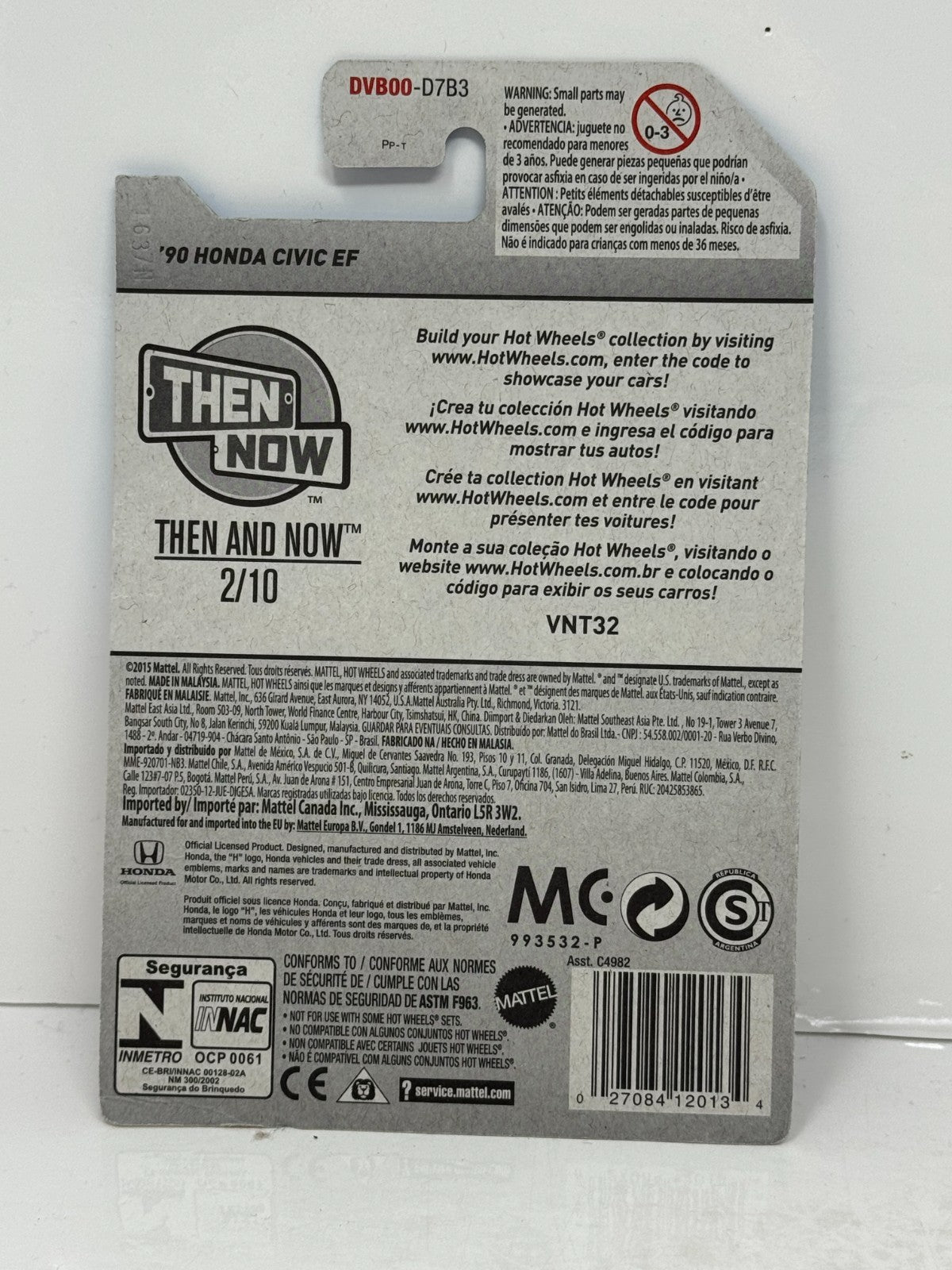Hot Wheels Then and Now 1990 Honda Civic EF 1:64 Diecast White