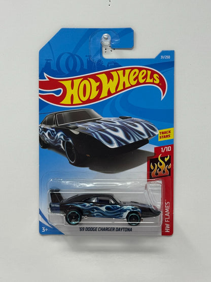 Hot Wheels Flames 1969 Dodge Charger Daytona 1:64 Diecast Black