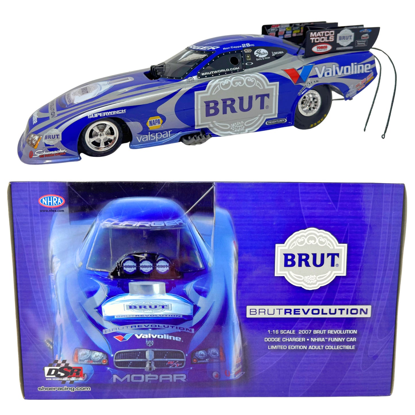 Milestone Ron Capps NHRA Brut Revolution Dodge Charger Funny Car 1:16 Scale