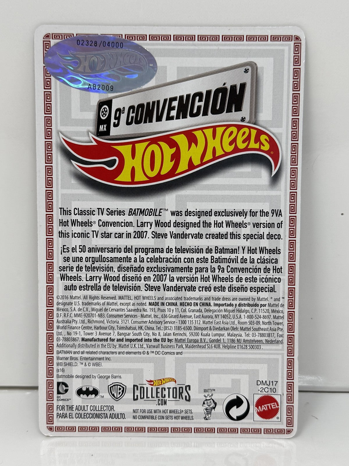 Hot Wheels 2016 Mexico Convention 1966 Classic TV Series Batmobile 1:64 Diecast