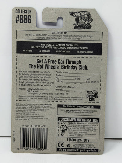 Hot Wheels Tattoo Machines Series 1993 Chevrolet Camaro 1:64 Diecast Green