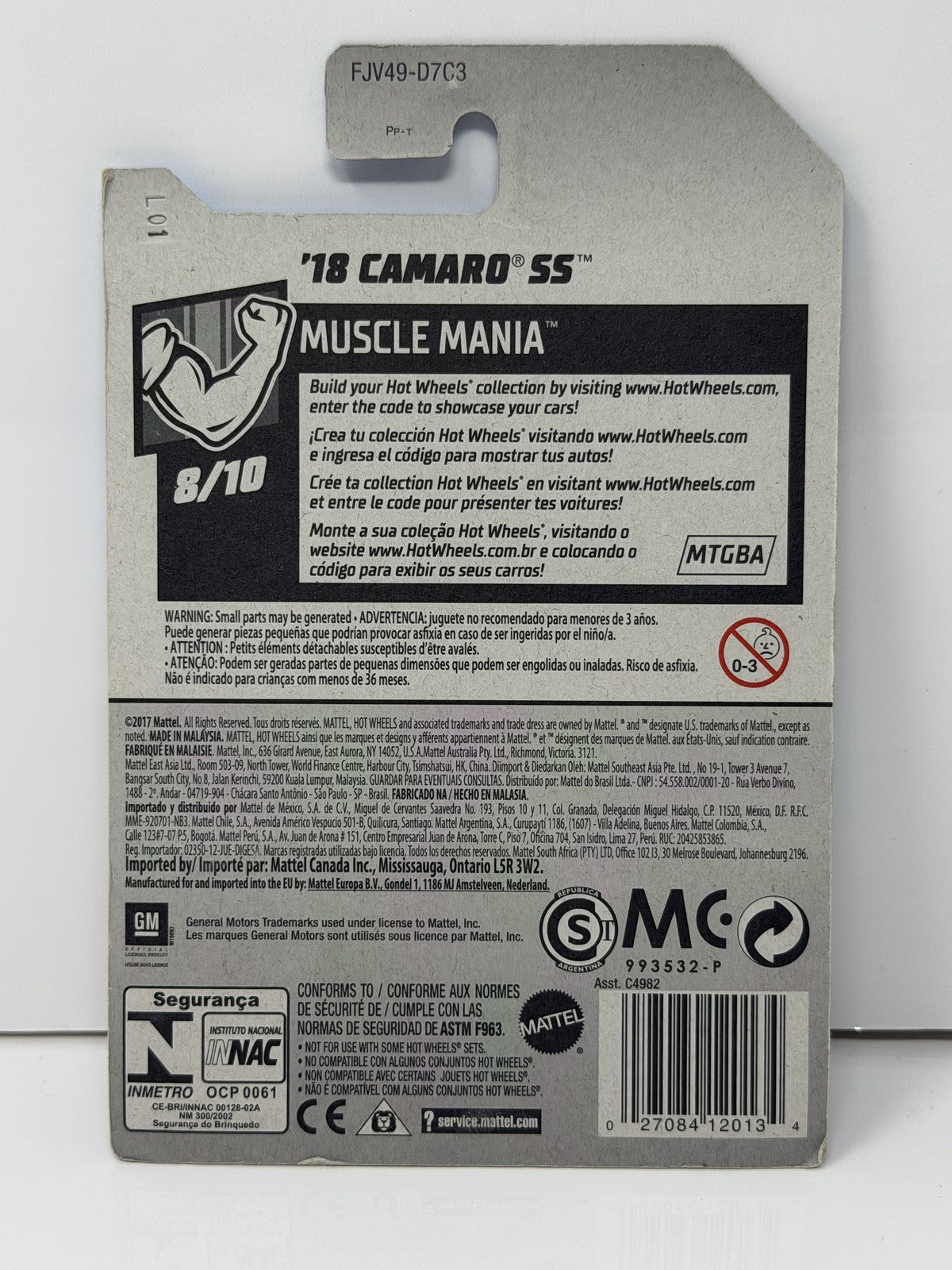 Hot Wheels Muscle Mania 2018 Chevrolet Camaro SS 1:64 Diecast Orange