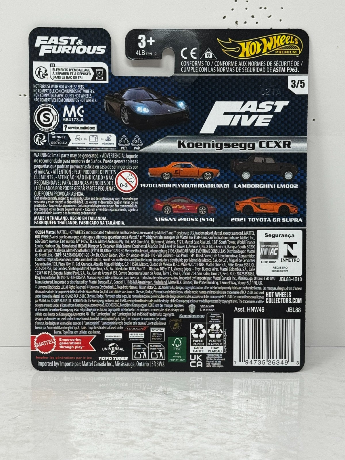 Hot Wheels Premium Fast & Furious Koenigsegg CCXR 1:64 Diecast