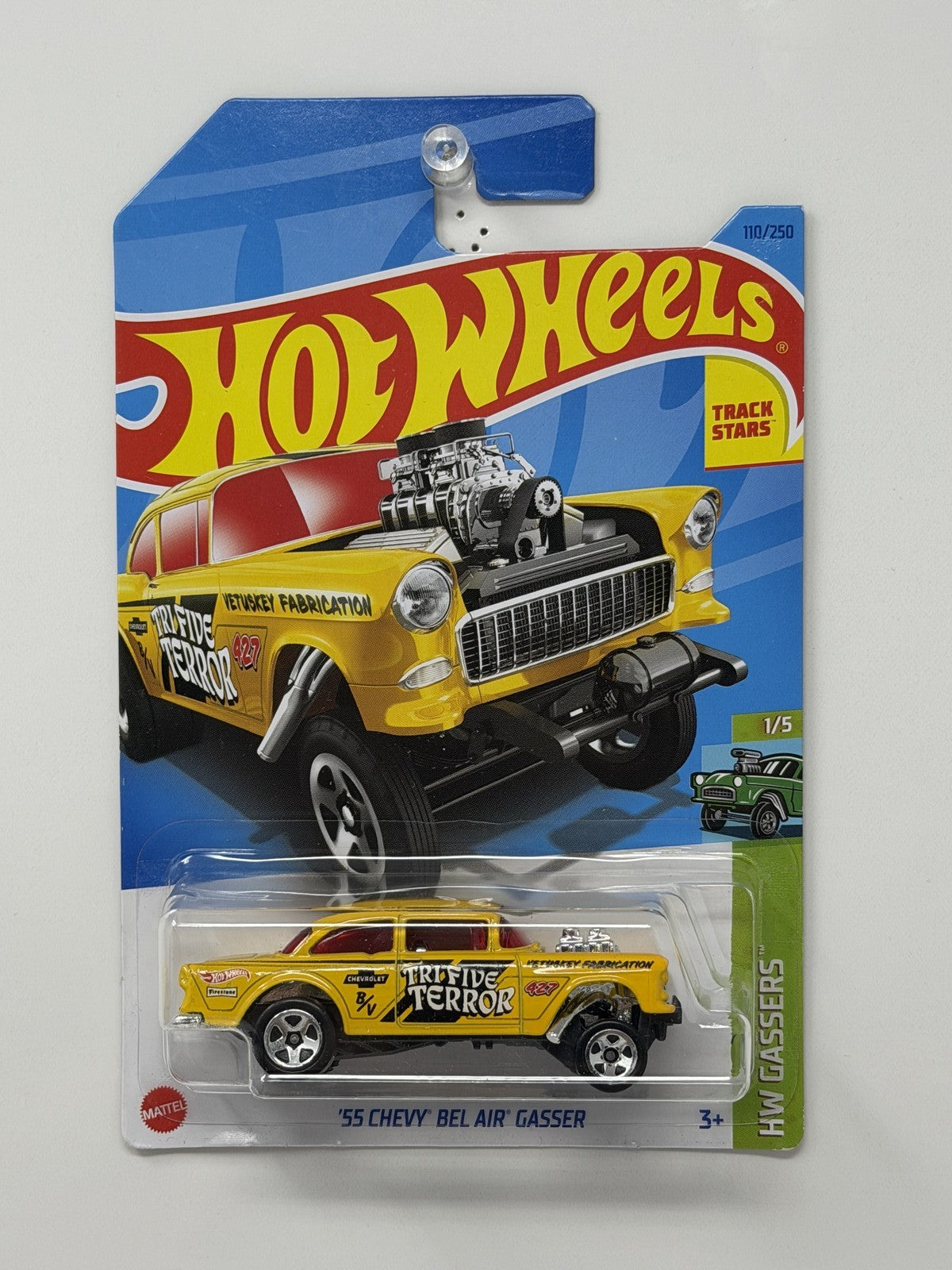 Hot Wheels HW Gassers 1955 Chevy Bel Air Gasser Yellow 1:64 Diecast