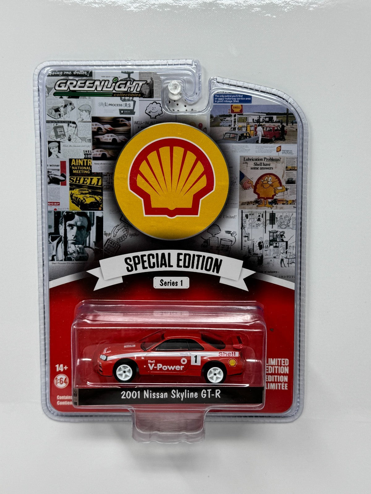 Greenlight Special Edition 2001 Nissan Skyline GT-R Shell V-Power 1:64 Diecast