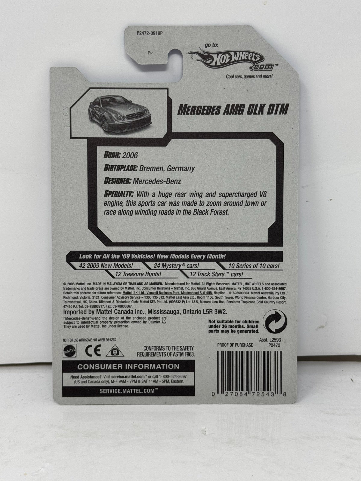 Hot Wheels Dream Garage 2009 Mercedes AMG CLK DTM 1:64 Diecast Factory Sealed