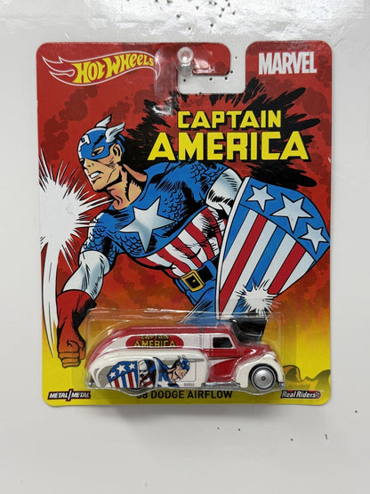 Hot Wheels Marvel Captain America 1938 Dodge Airflow 1:64 Diecast Real Riders
