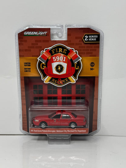 Greenlight Fire & Rescue 2001 Ford Crown Victoria Baltimore FD 1:64 Diecast