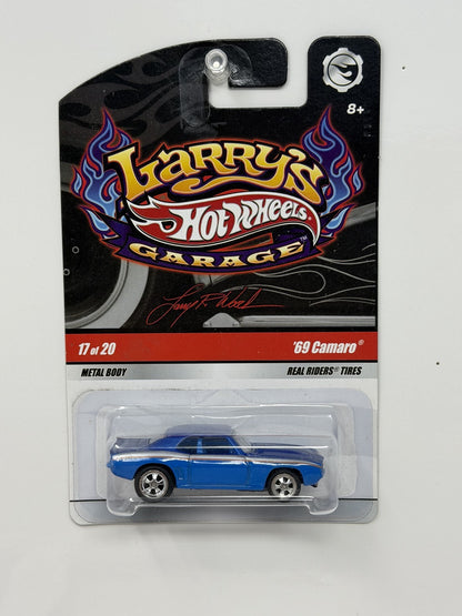 Hot Wheels Larry's Garage 1969 Chevrolet Camaro Blue 1:64 Diecast Real Riders