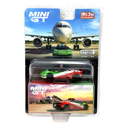 Mini GT MiJo Lamborghini Huracan EVO Bologna Airport 2020 Follow-Me 1:64 Diecast