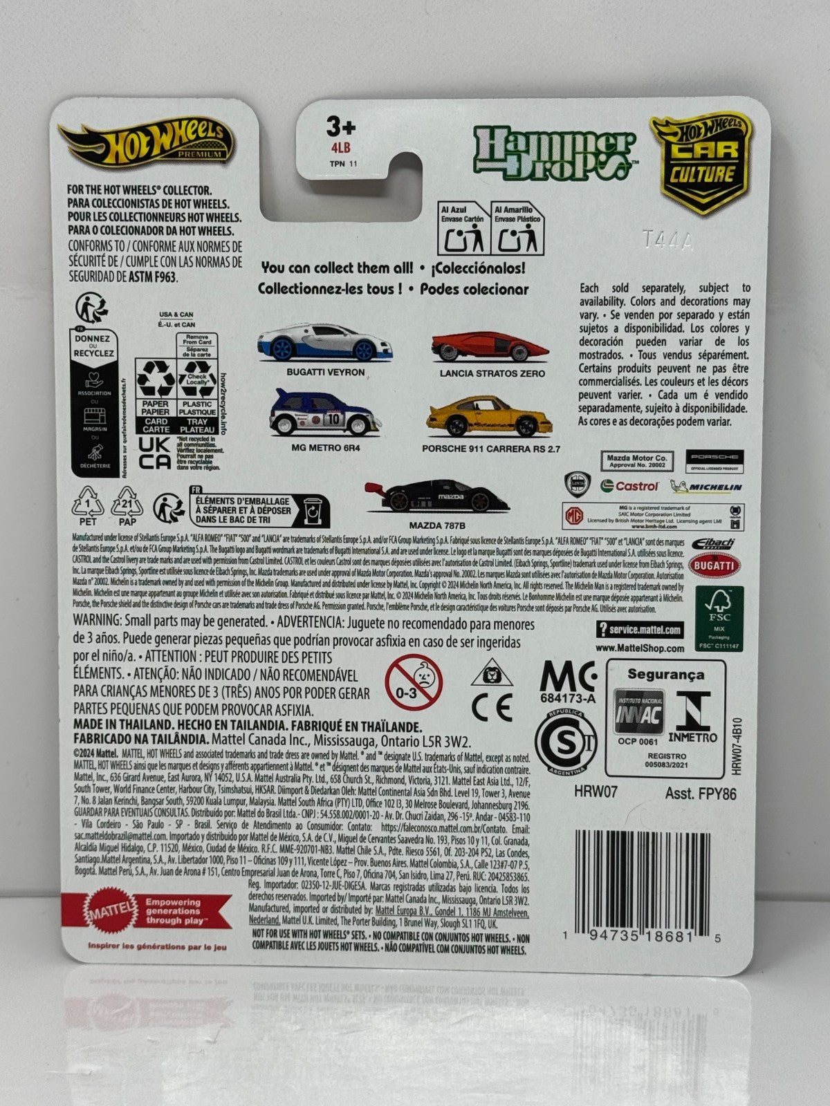 Hot Wheels Premium Hammer Drop Porsche 911 Carrera RS 2.7 1:64 Diecast