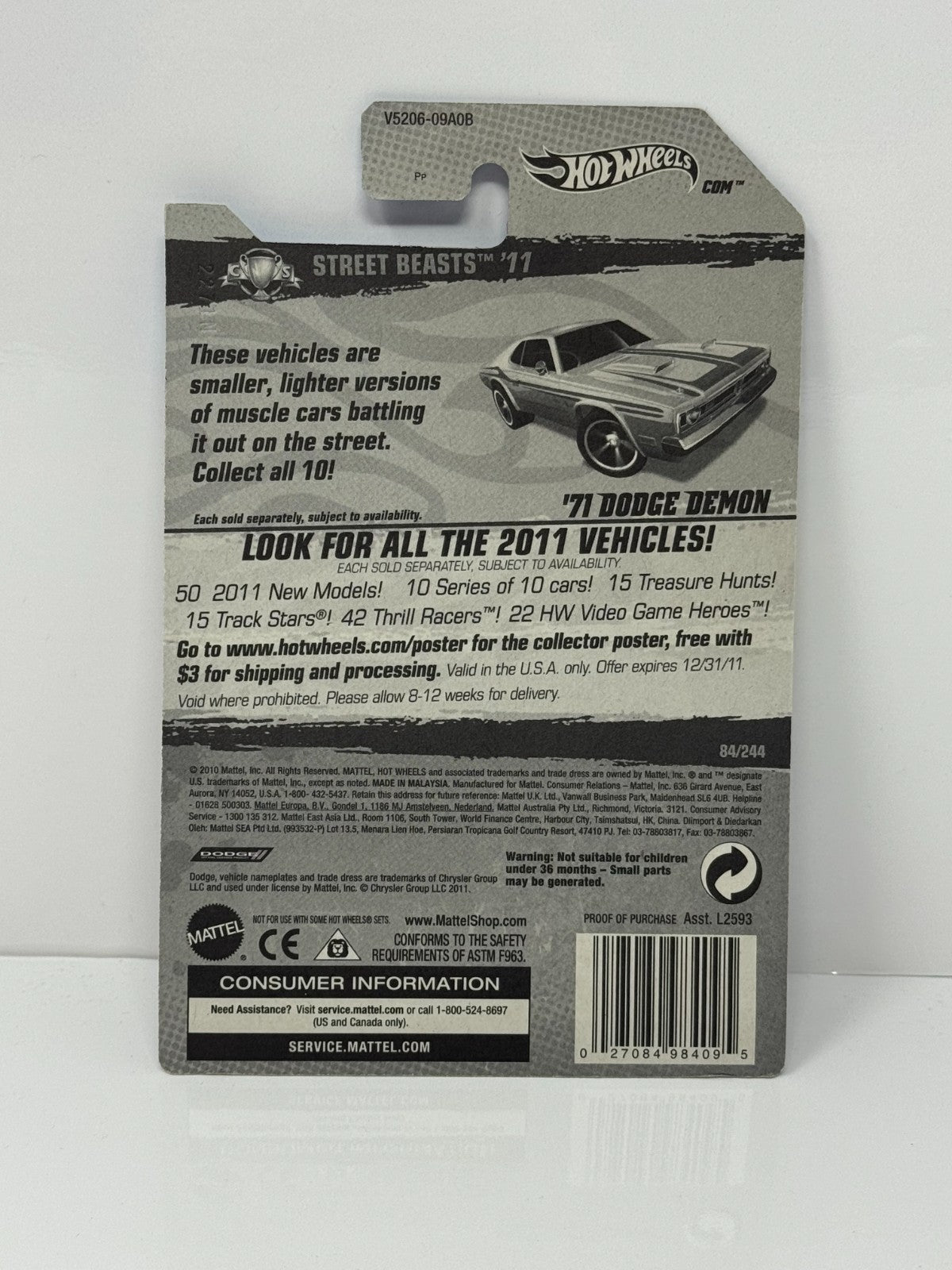 Hot Wheels Street Beasts 1971 Dodge Demon 1:64 Diecast Factory Sealed Yellow