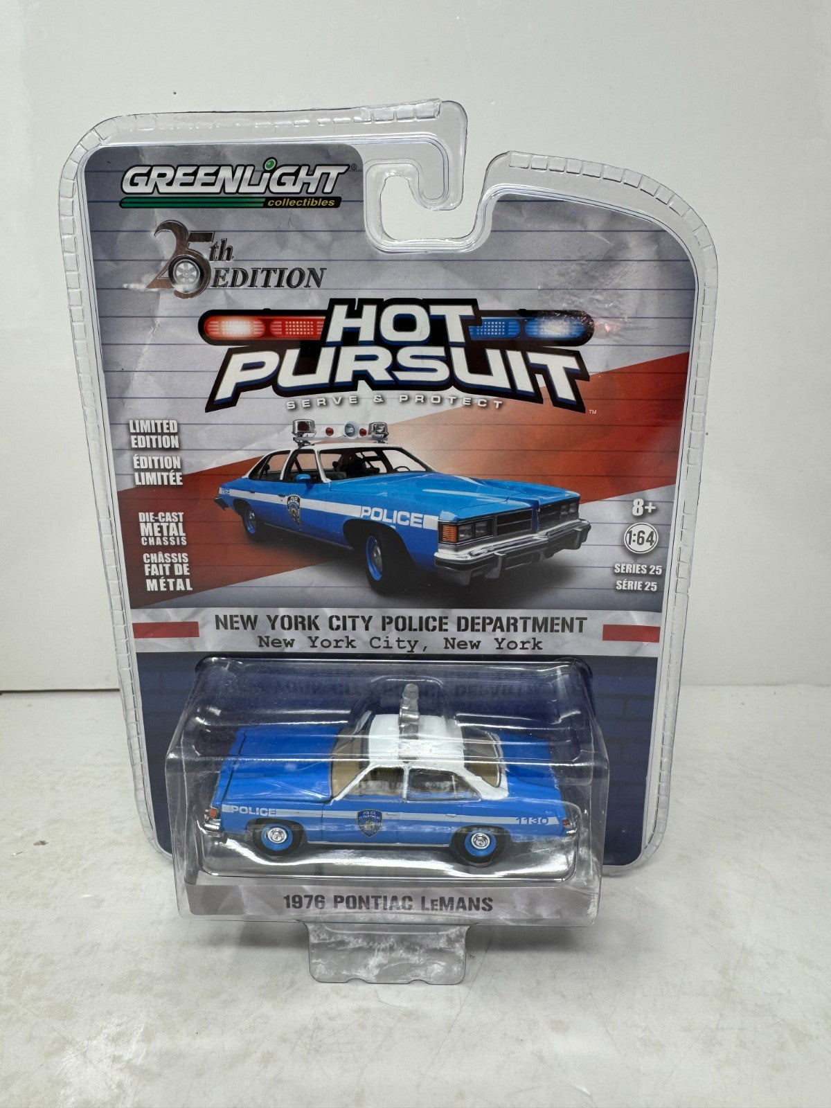 Greenlight Hot Pursuit 1976 Pontiac LeMans NYPD 1:64 Diecast