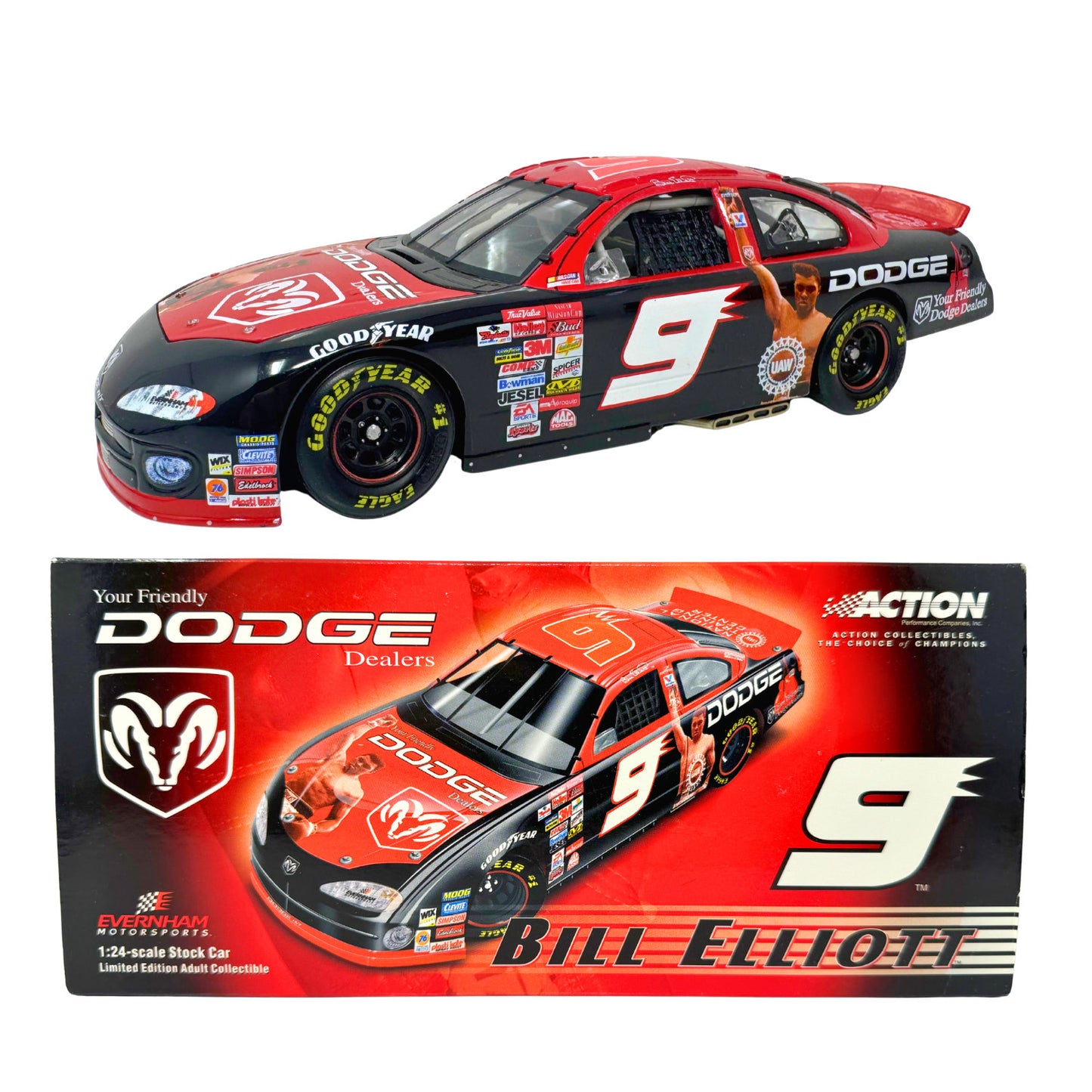 Action NASCAR Bill Elliott #9 Muhammad Ali 2001 Dodge Intrepid RT 1:24 Diecast