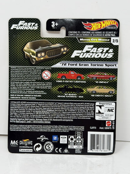 Hot Wheels Premium Fast &amp; Furious 1972 Ford Gran Torino Sport 1:64 Diecast