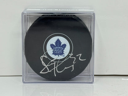 Steve Thomas Toronto Maple Leafs Signed NHL Autograph Puck Silver Auto