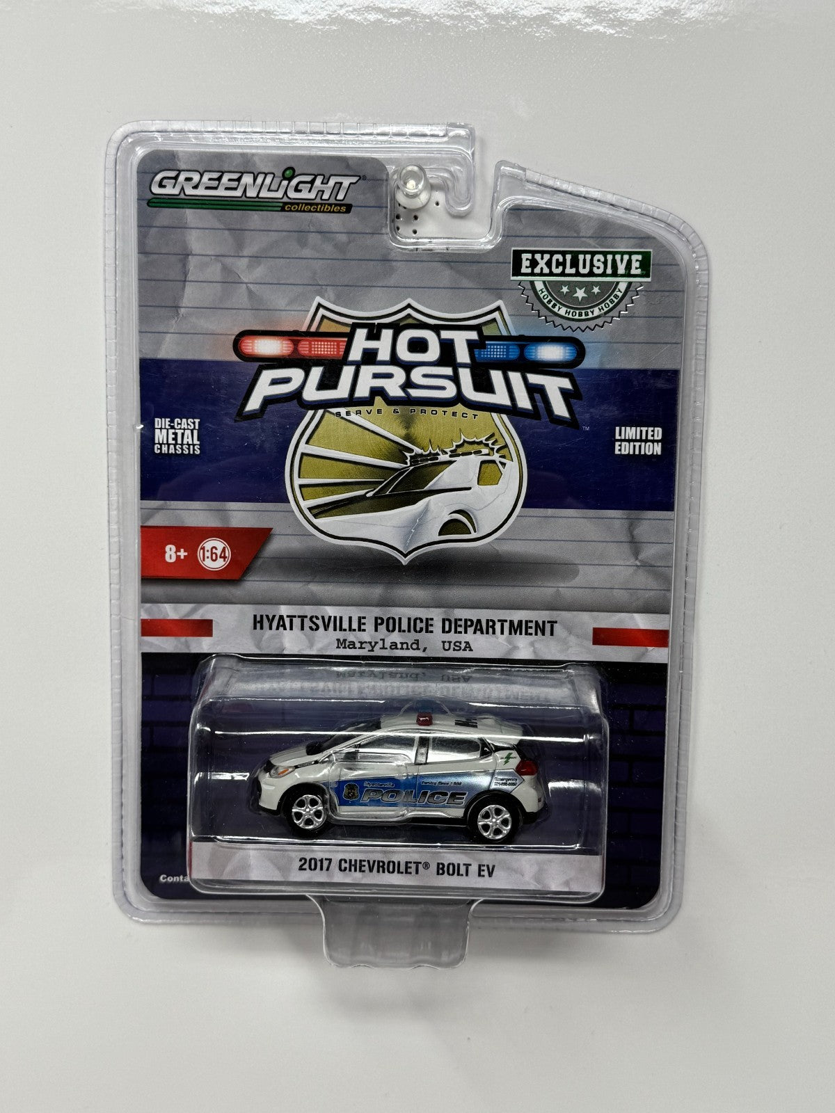 Greenlight Hot Pursuit Hyattsville Police 2017 Chevrolet Bolt EV 1:64 Diecast