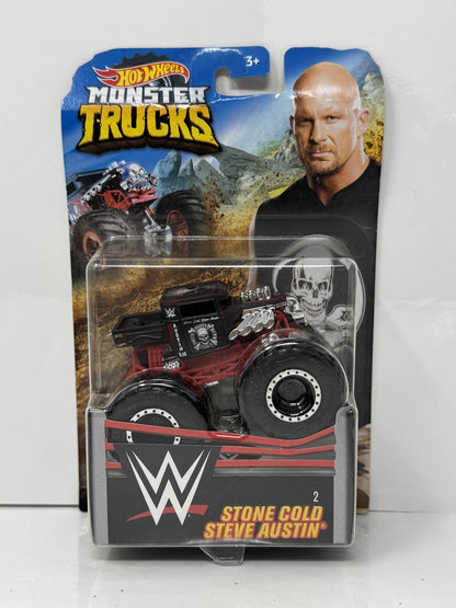 Hot Wheels Monster Trucks WWE Stone Cold Steve Austin 1:64 Diecast Red and Black