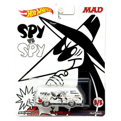 Hot Wheels MAD 1966 Dodge A100 Spy vs Spy White 1:64 Diecast Real Riders