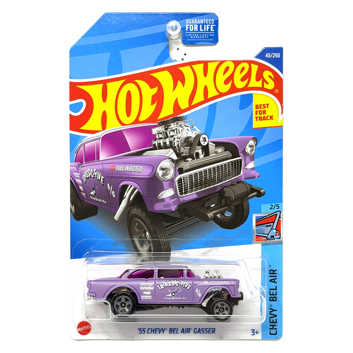 Hot Wheels Chevy Bel Air 1955 Chevy Bel Air Gasser Purple 1:64 Diecast U.S. Card