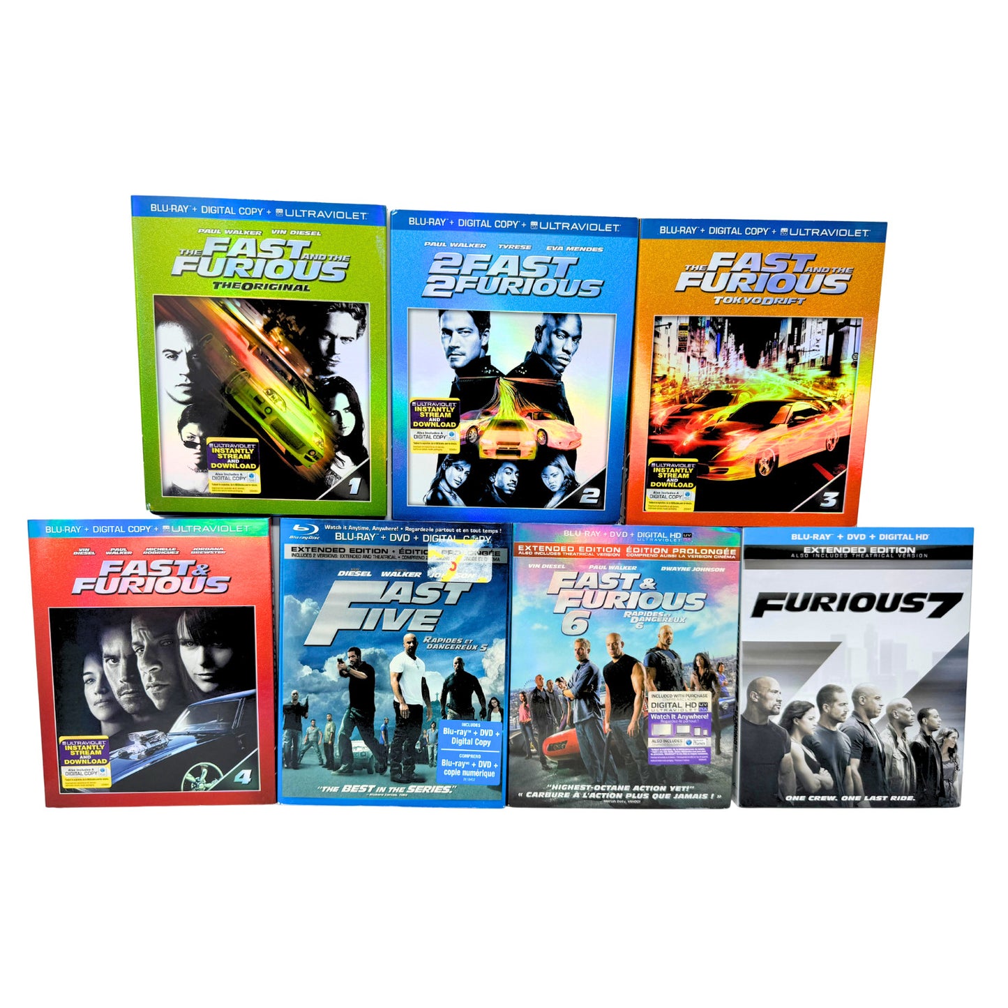 Fast & Furious 1-7 Blu-ray Movie Collection Vin Diesel Paul Walker Set