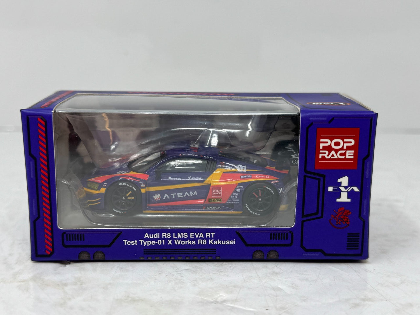 Pop Race EVA RT Audi R8 LMS Type-01 X Works R8 Kakuisei 1:64 Diecast