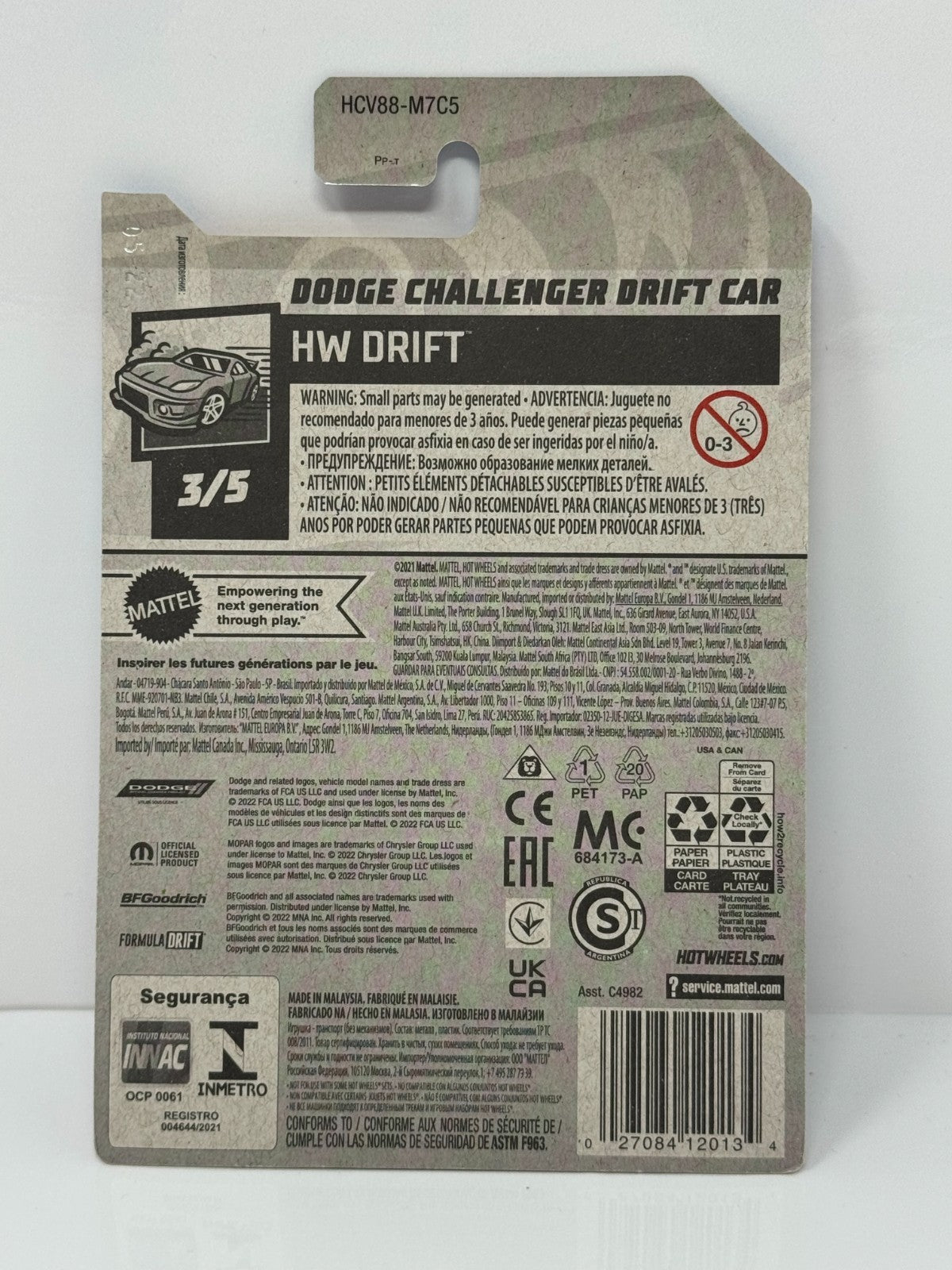 Hot Wheels Drift Dodge Challenger Drift Car 1:64 Diecast White