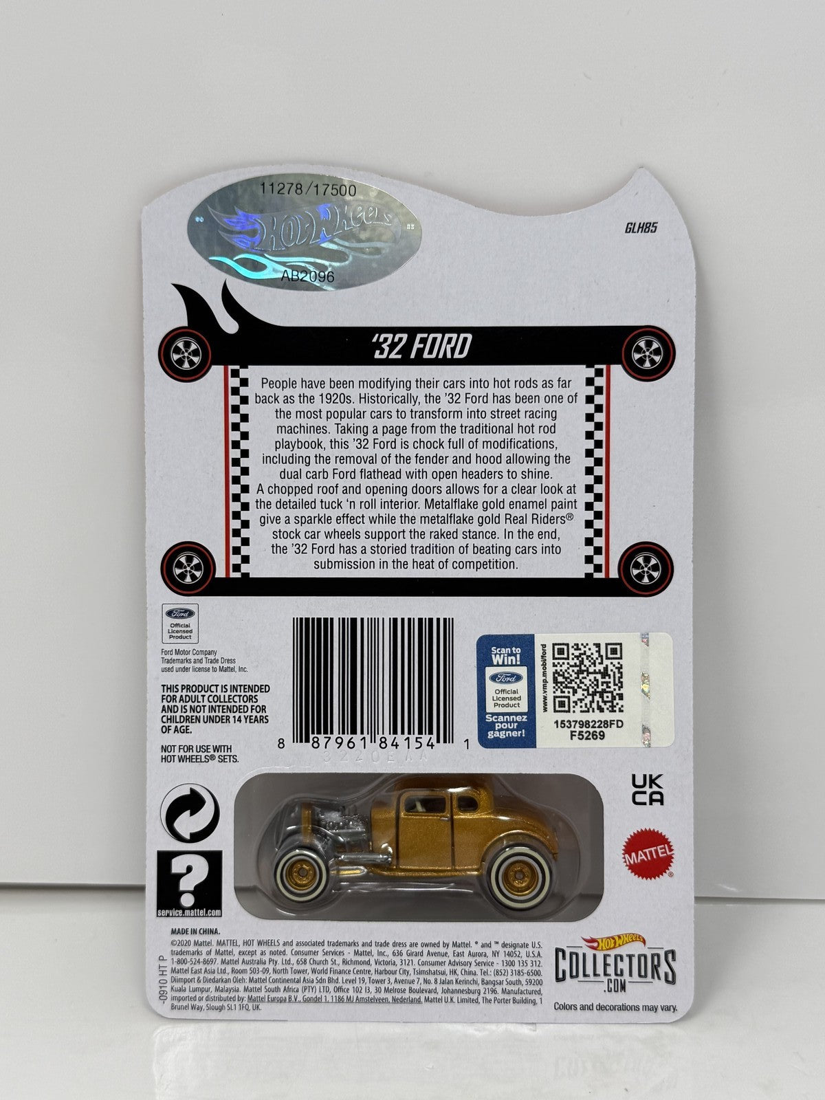 Hot Wheels Collectors 1932 Ford Limited Edition 1:64 Diecast Gold