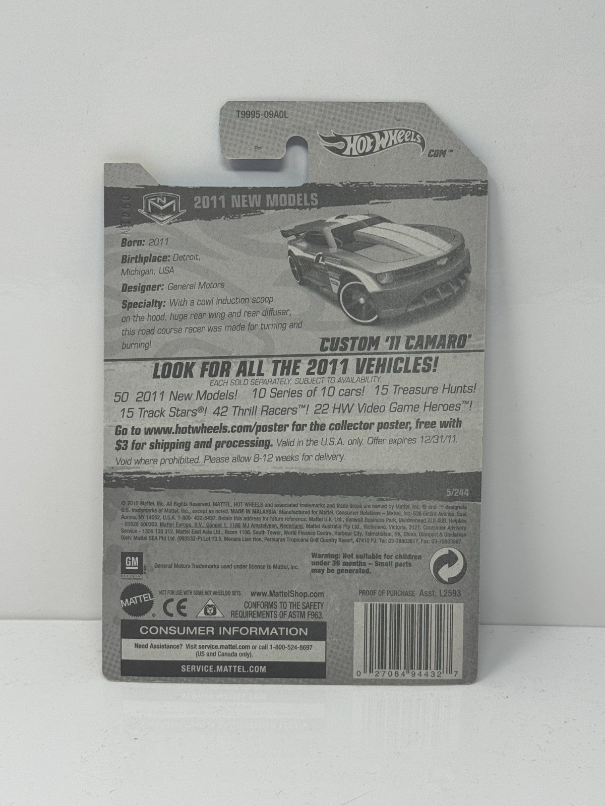 Hot Wheels New Models Custom 2011 Camaro 1:64 Diecast Factory Sealed Blue