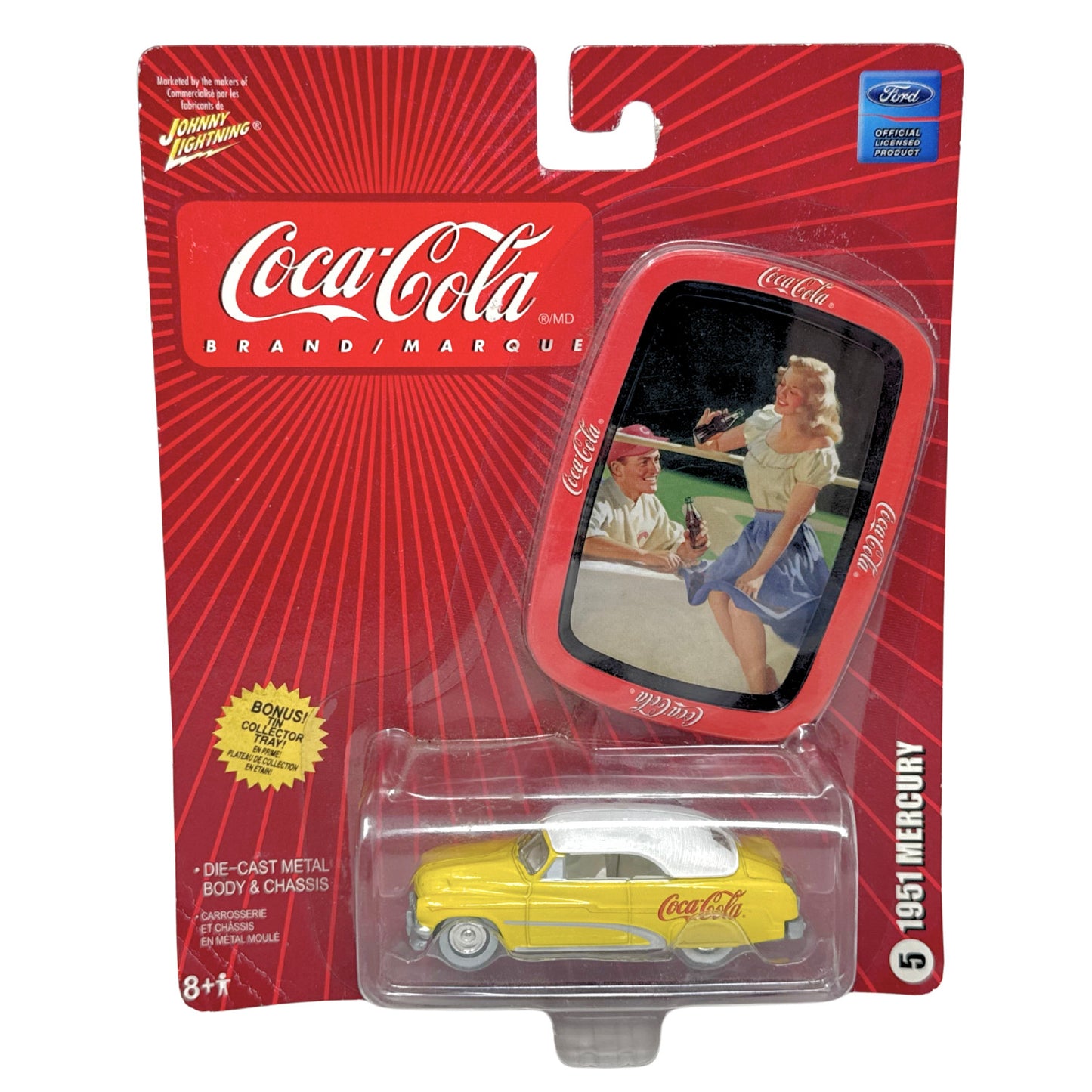 Johnny Lightning Coca-Cola 1951 Mercury 1:64 Diecast w/ Collector Tray