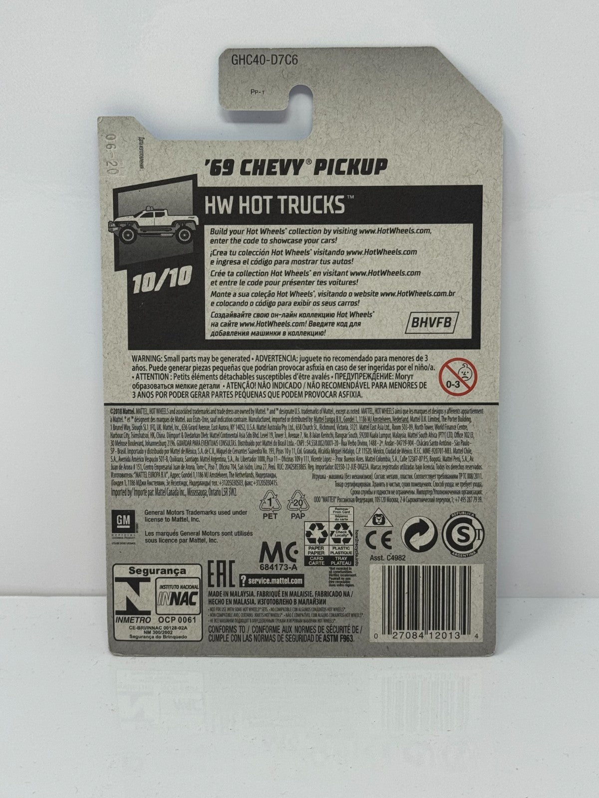 Hot Wheels HW Hot Trucks 1969 Chevy Pickup 1:64 Diecast