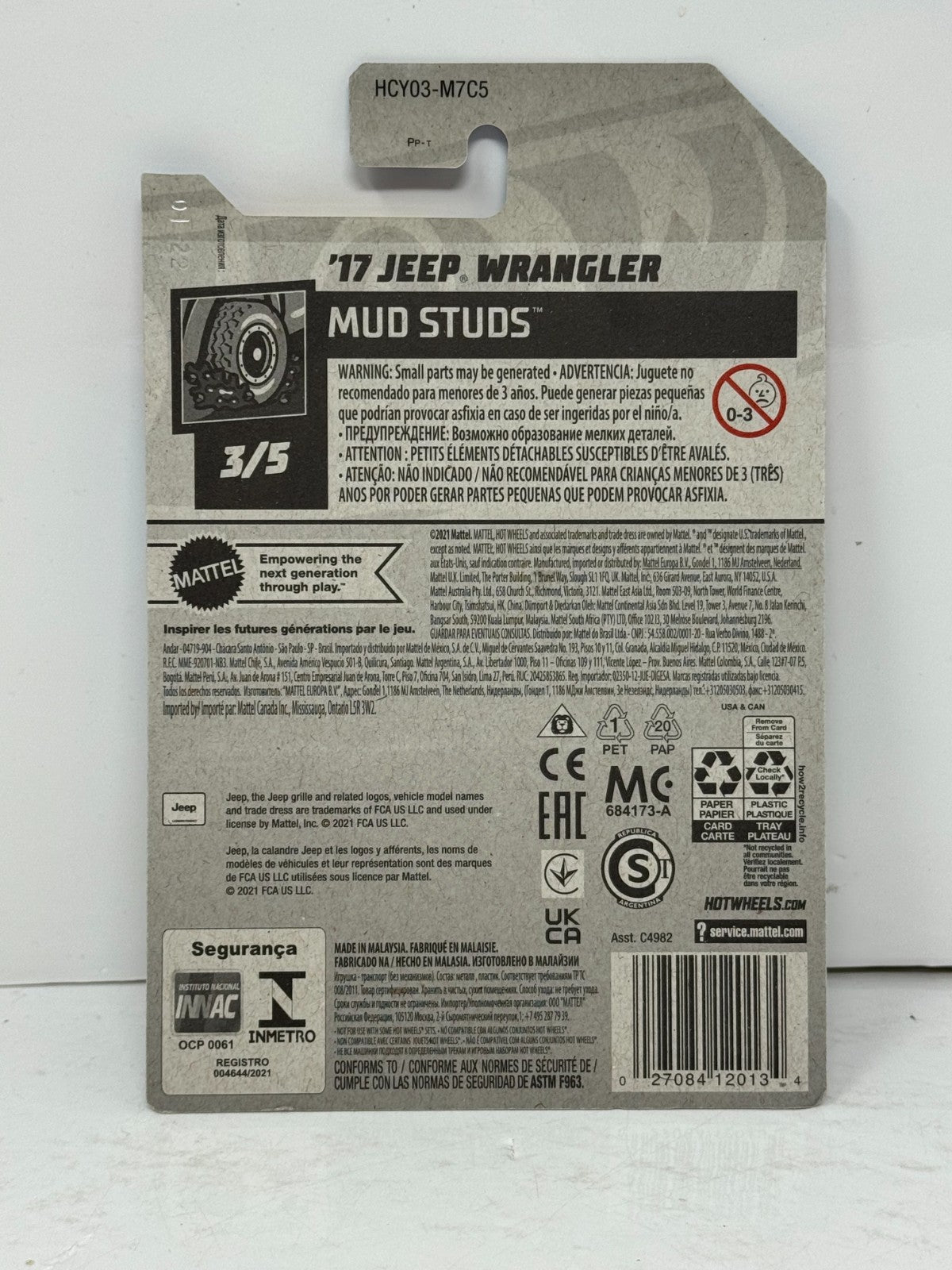 Hot Wheels Treasure Hunt Mud Studs 2017 Jeep Wrangler 1:64 Diecast