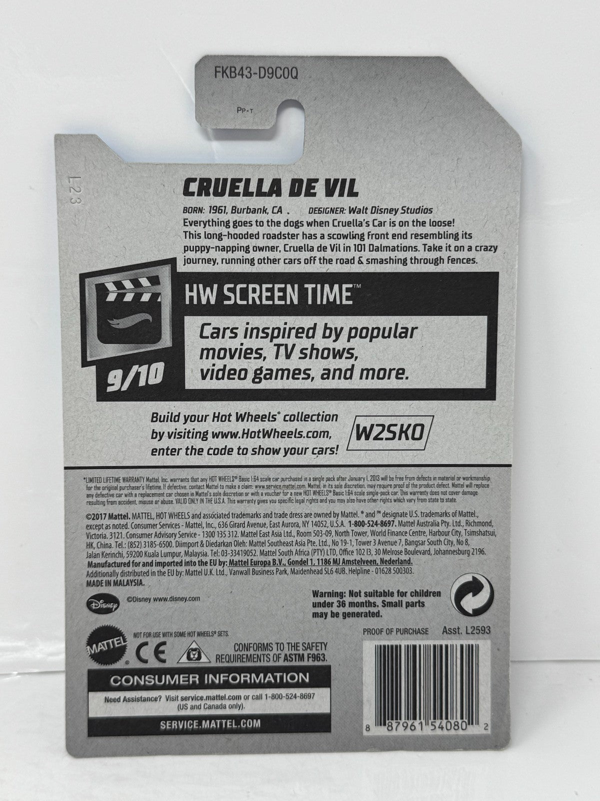 Hot Wheels Super Treasure Hunt Cruella De Vil HW Screen Time 1:64 Diecast