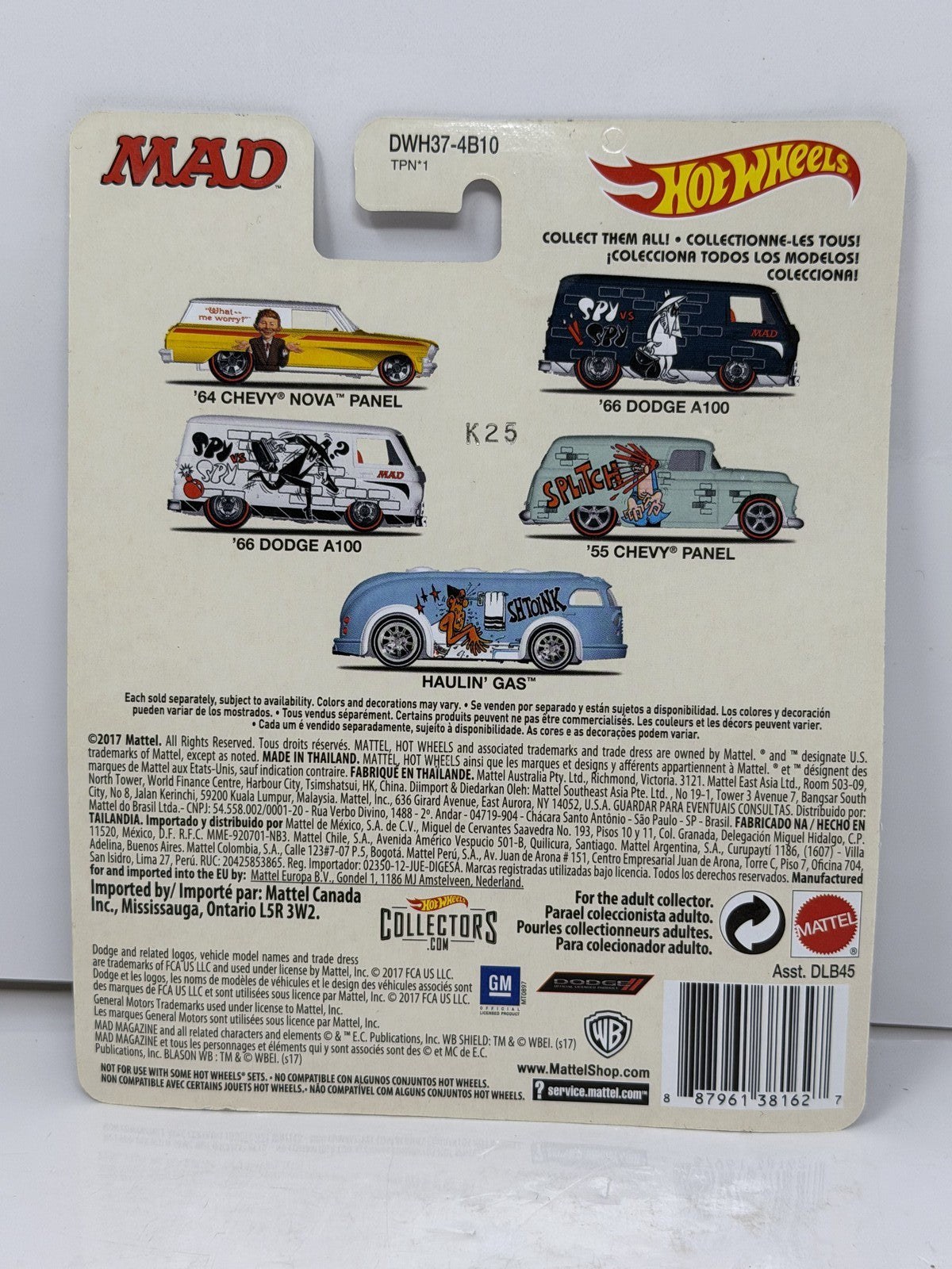 Hot Wheels MAD 1966 Dodge A100 Spy vs Spy White 1:64 Diecast Real Riders