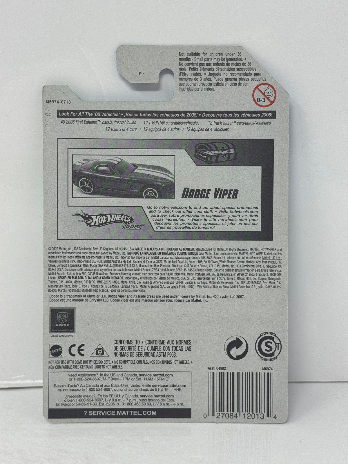 Hot Wheels Treasure Hunt Dodge Viper 1:64 Diecast