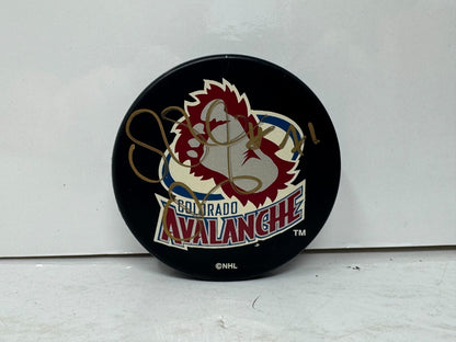 Patrice Brisebois Colorado Avalanche Signed NHL Autograph Puck Gold Auto