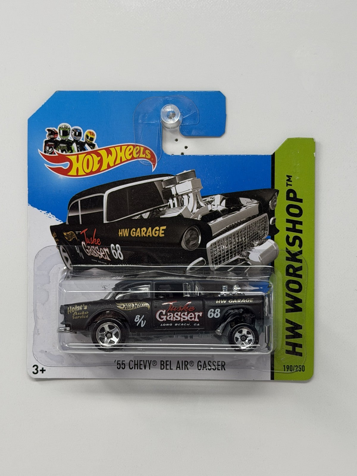 Hot Wheels HW Workshop 1955 Chevy Bel Air Gasser Black 1:64 Diecast Short Card