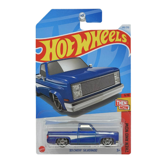 Hot Wheels Then and Now 1983 Chevy Silverado Blue Stripe 1:64 Diecast