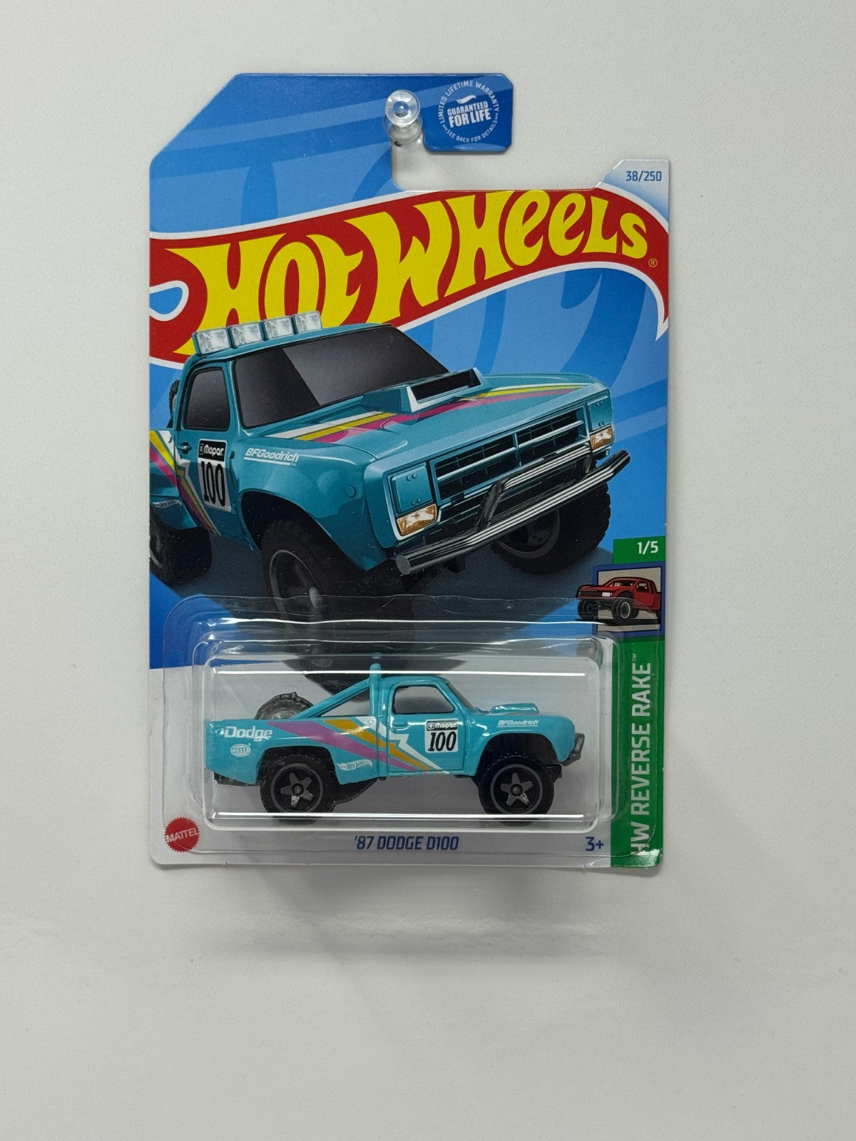 Hot Wheels Reverse Rake 1987 Dodge D100 1:64 Diecast V2