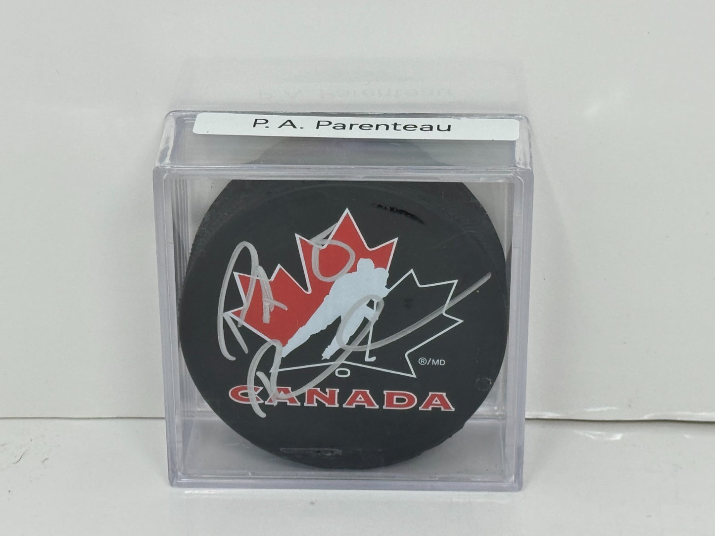 P.A. Parenteau Team Canada Signed NHL Autograph Puck Silver Auto